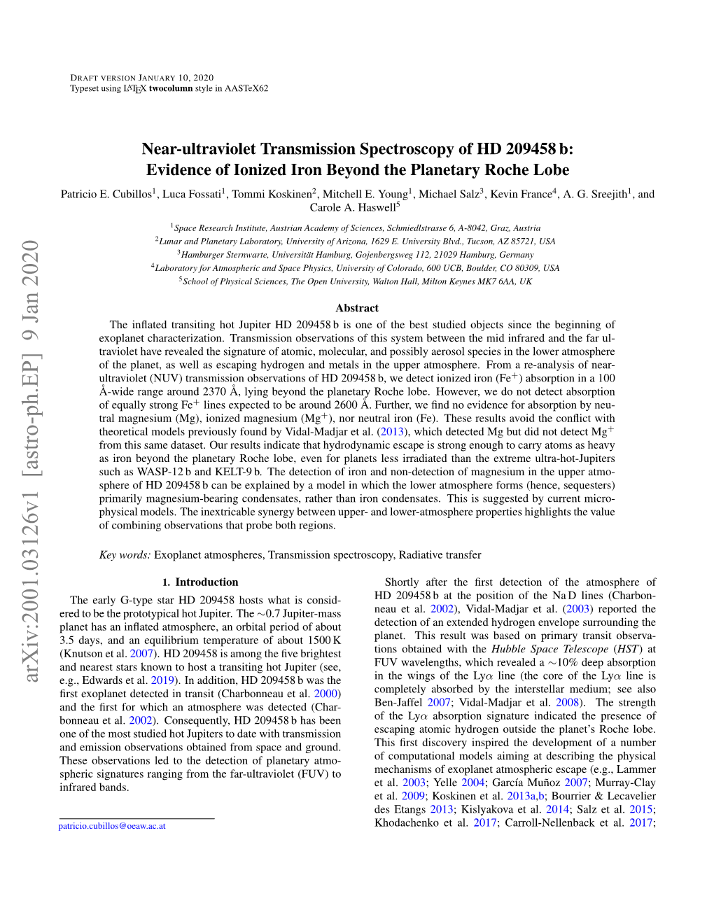 Near-Ultraviolet Transmission Spectroscopy of HD 209458B: Evidence of Ionized Iron Beyond the Planetary Roche Lobe