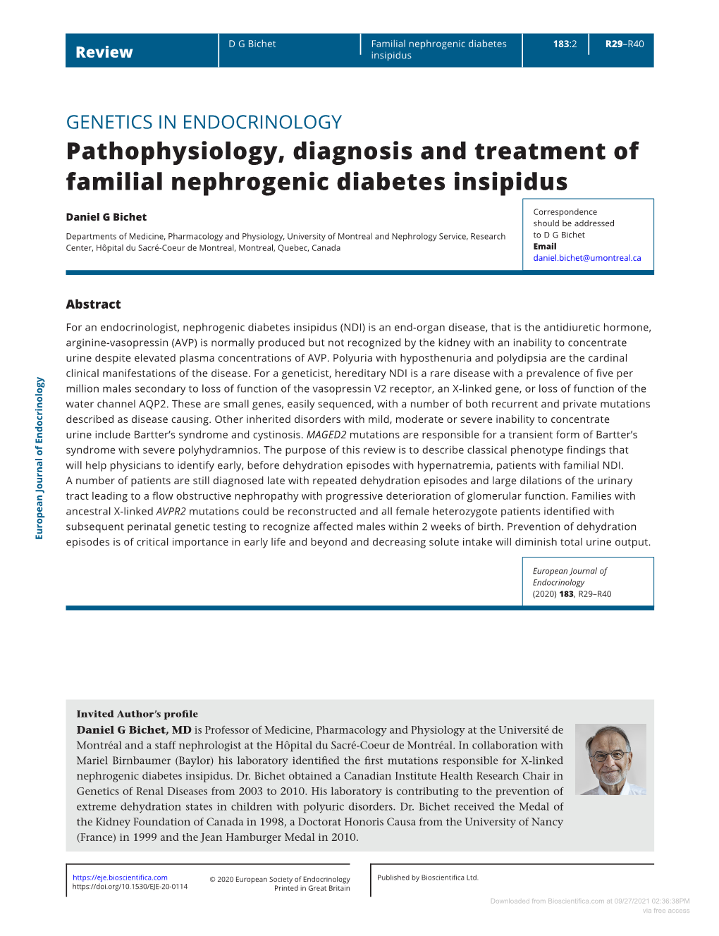 Pathophysiology, Diagnosis and Treatment of Familial Nephrogenic Diabetes Insipidus