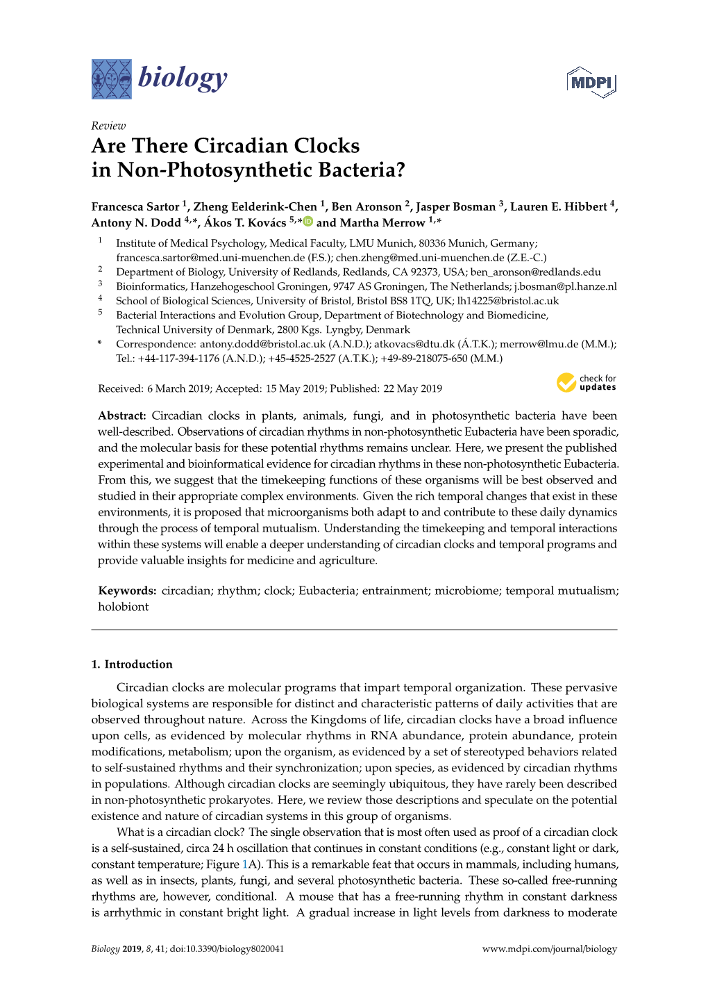 Are There Circadian Clocks in Non-Photosynthetic Bacteria?