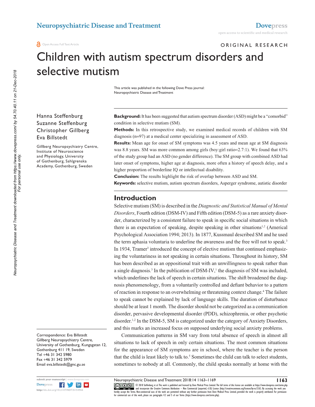 Children with Autism Spectrum Disorders and Selective Mutism