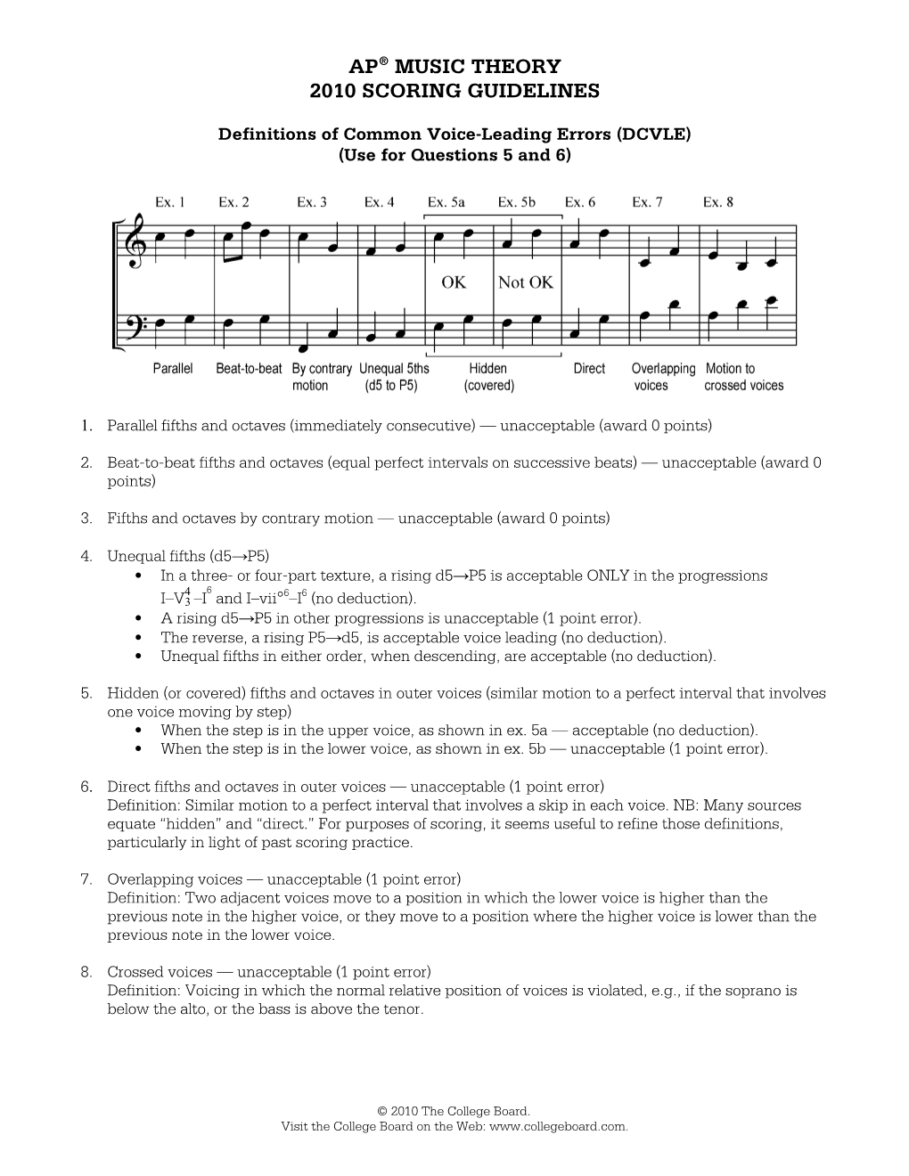 Ap® Music Theory 2010 Scoring Guidelines