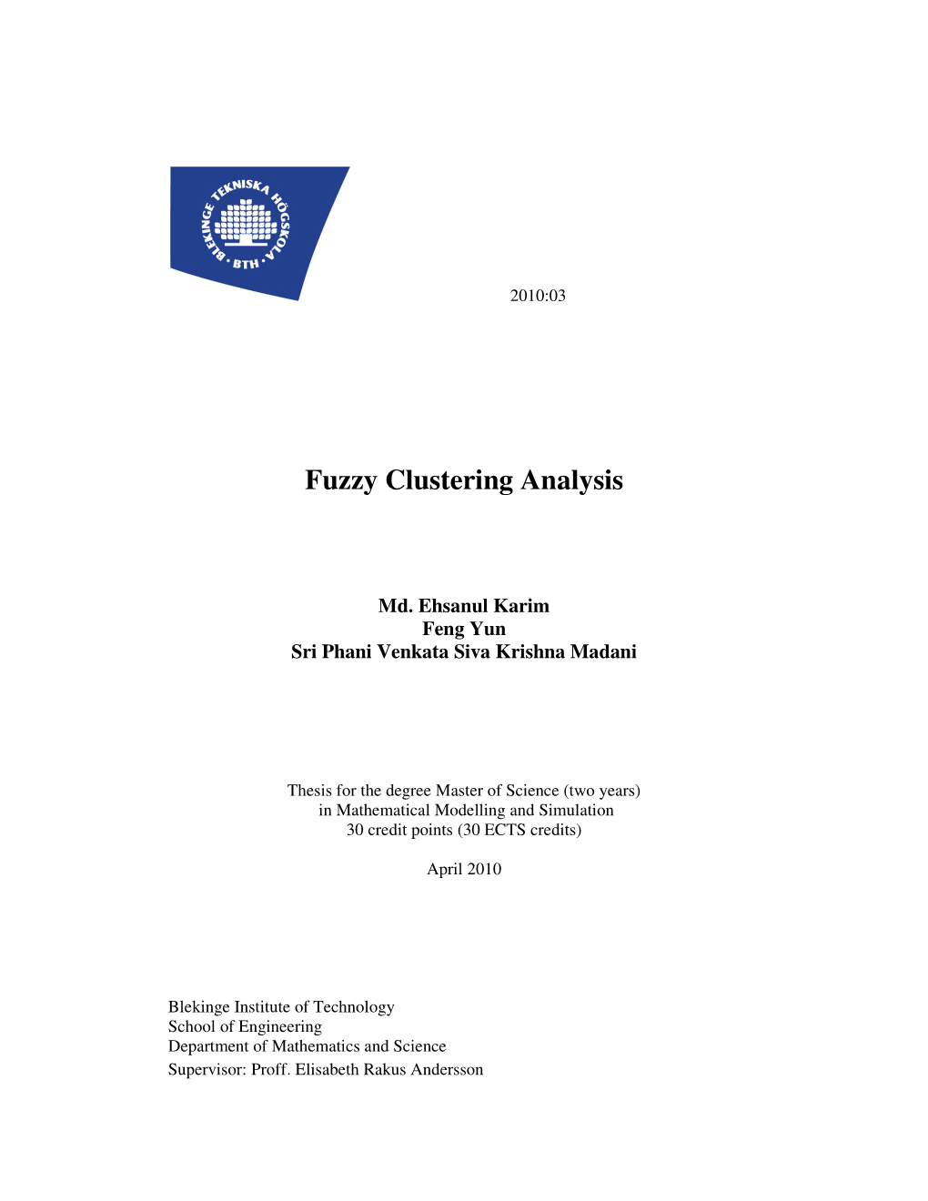 Fuzzy Clustering Analysis