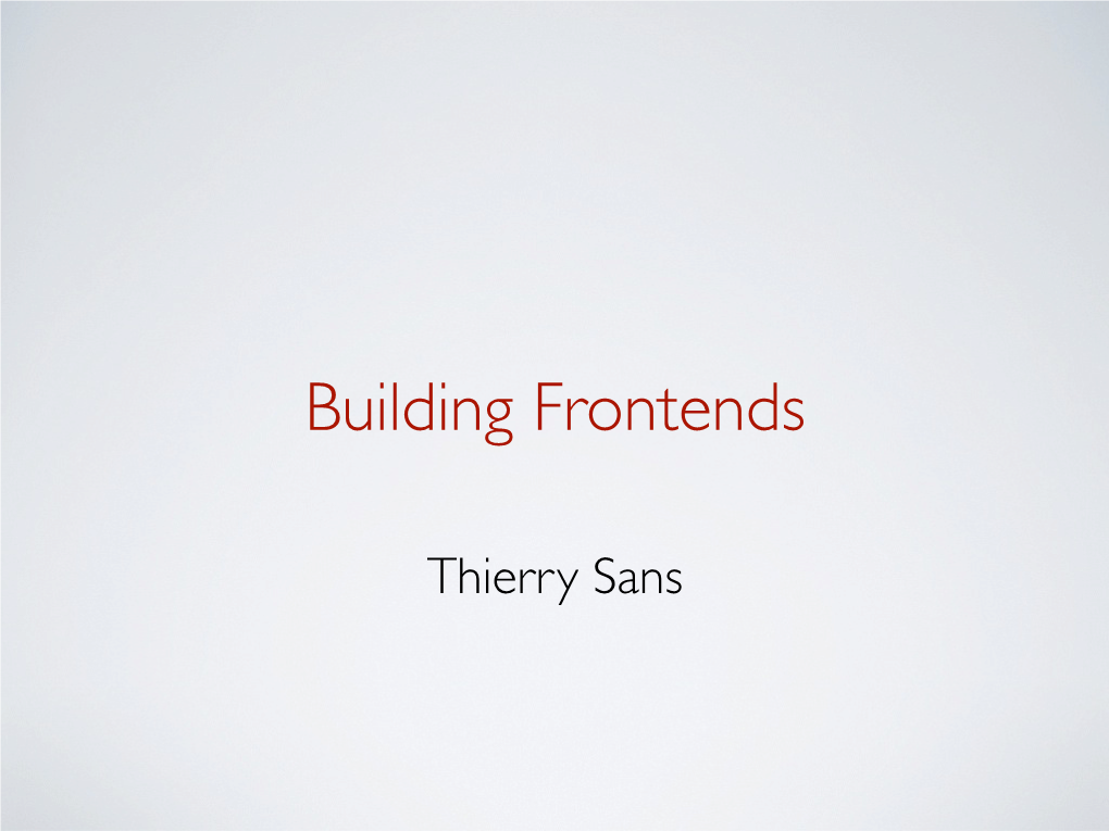 Building Frontends