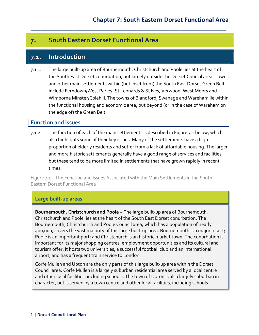 Chapter 7: South Eastern Dorset Functional Area ______South Eastern Dorset Functional Area