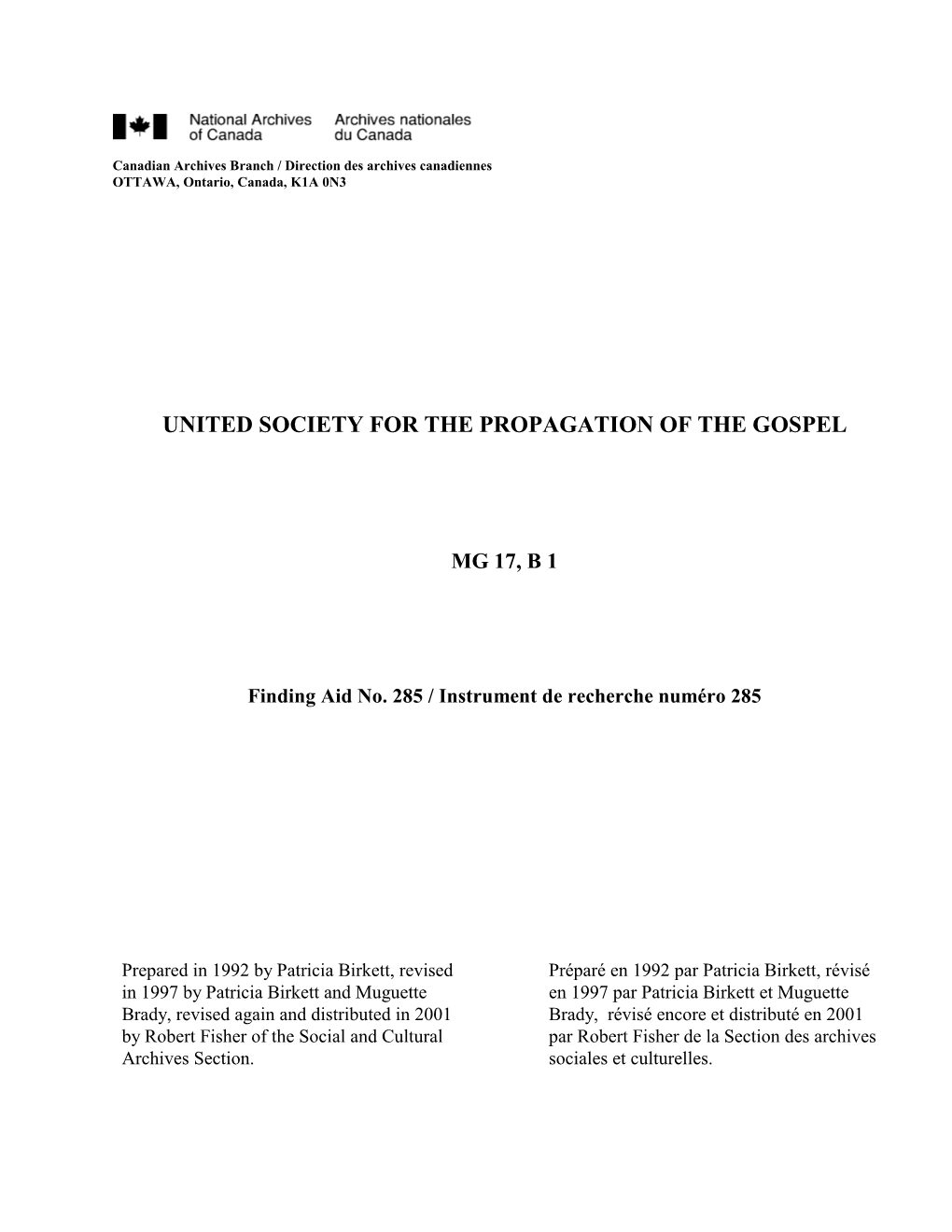 United Society for the Propagation of the Gospel