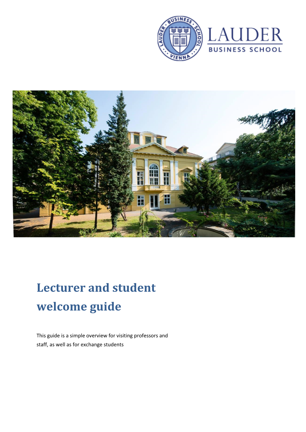 Lecturer and Student Welcome Guide