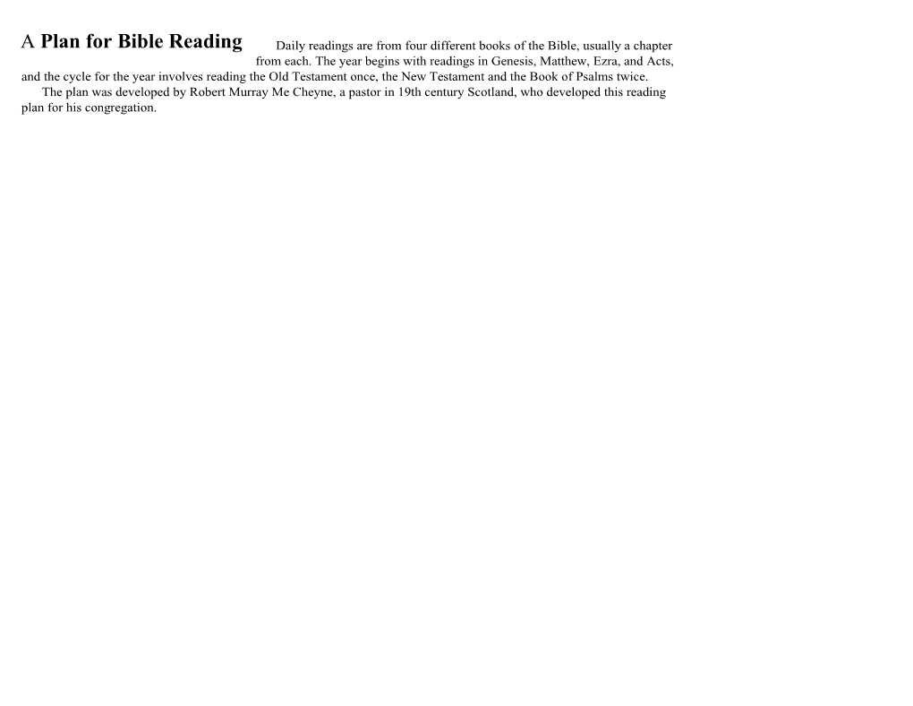 A Plan for Bible Reading