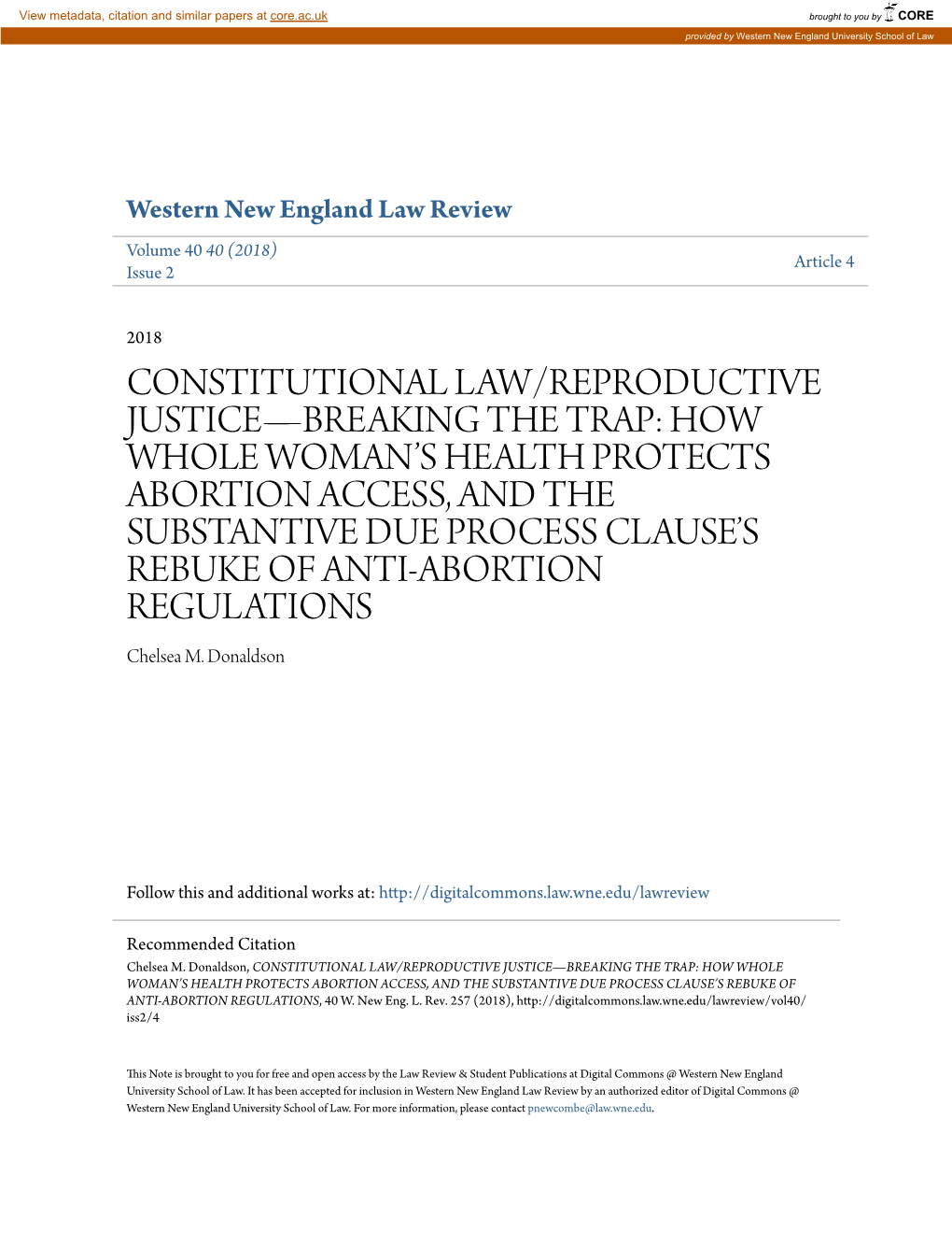 Constitutional Law/Reproductive