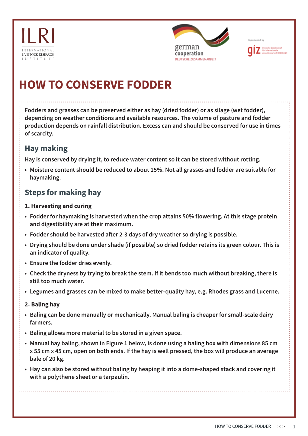 How to Conserve Fodder