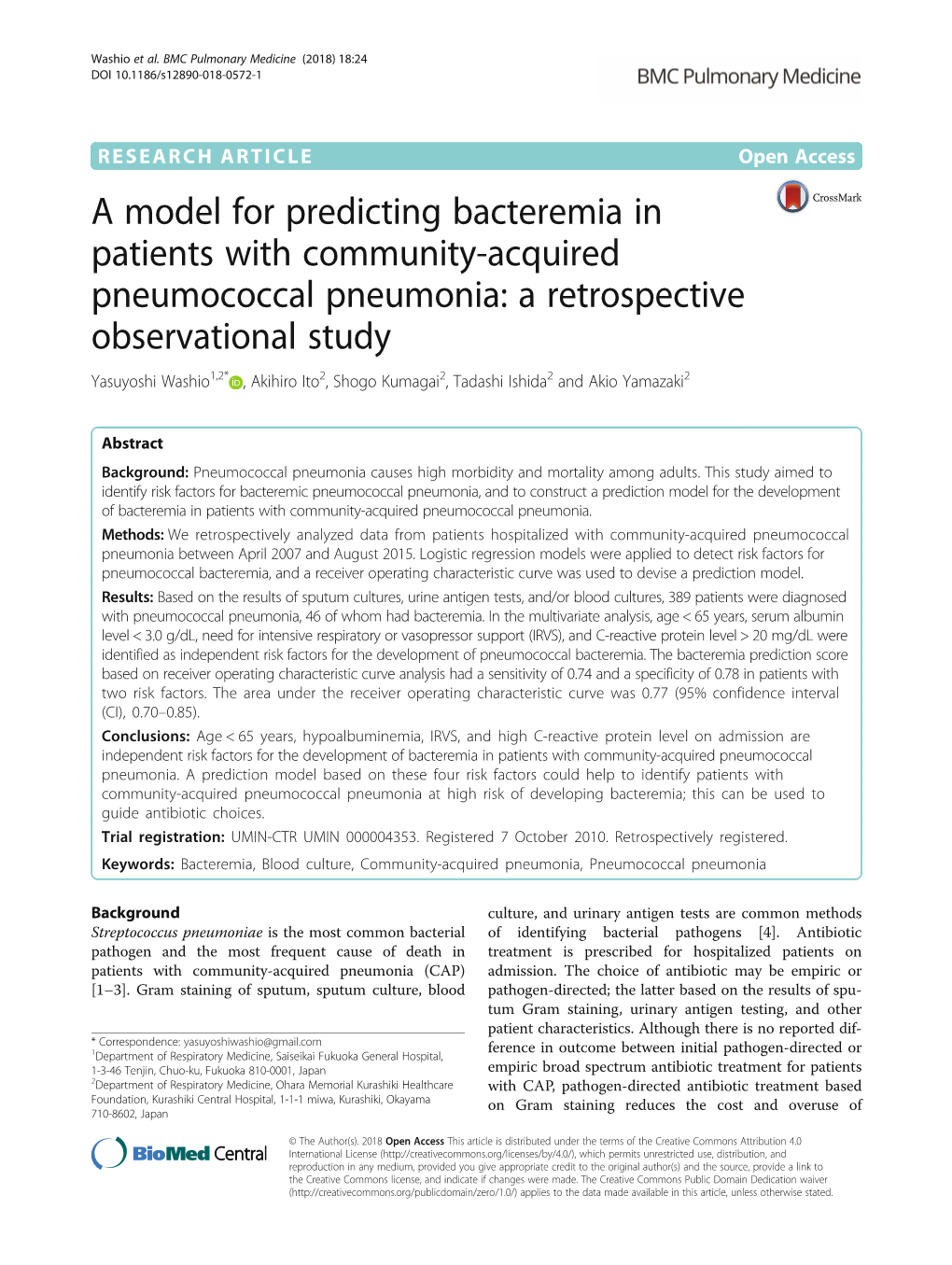 A Model for Predicting Bacteremia in Patients with Community-Acquired