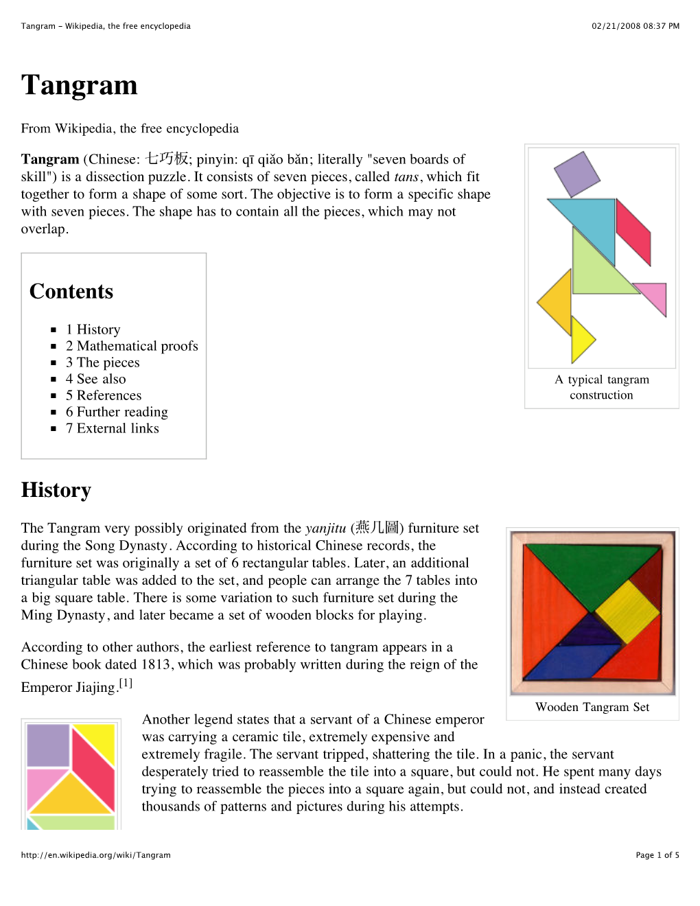 Wikipedia Tangram Page