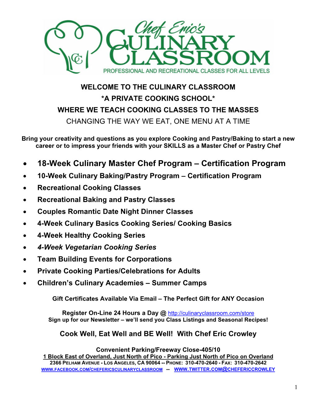 18-Week Culinary Master Chef Program