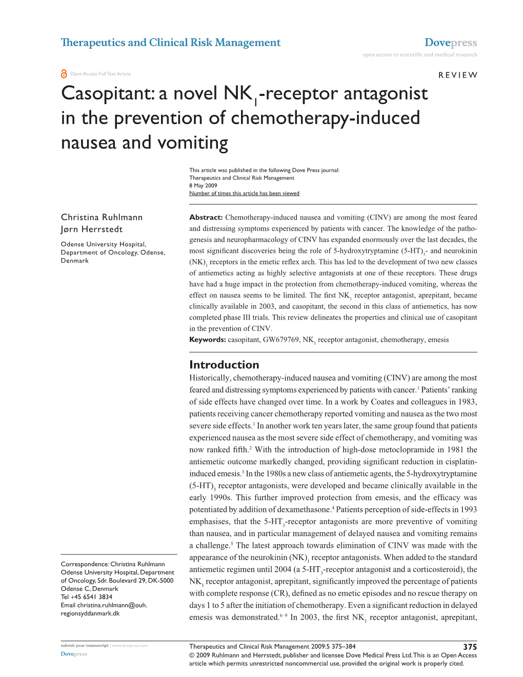 TCRM-4026-Casopitant: a Novel NK1-Receptor Antagonist In