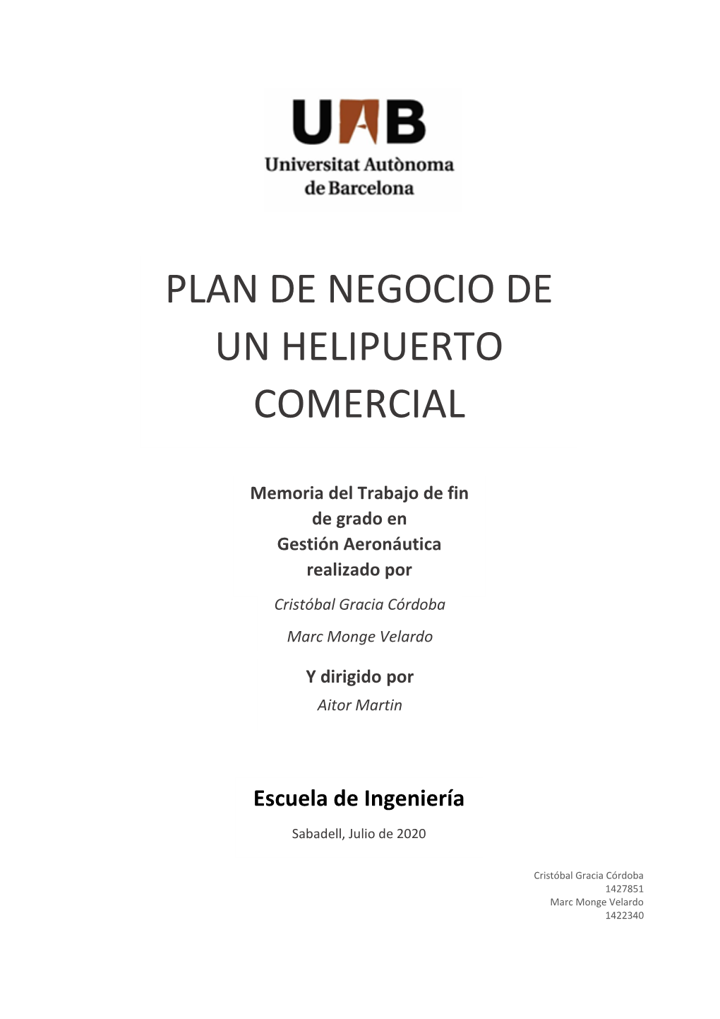 Plan De Negocio De Un Helipuerto Comercial