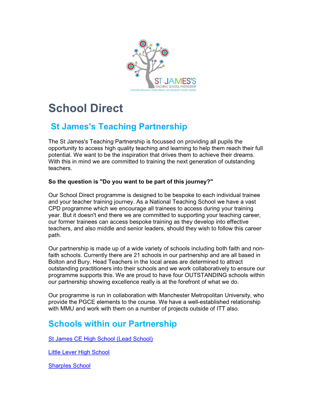 School Direct St James's Teaching Partnership