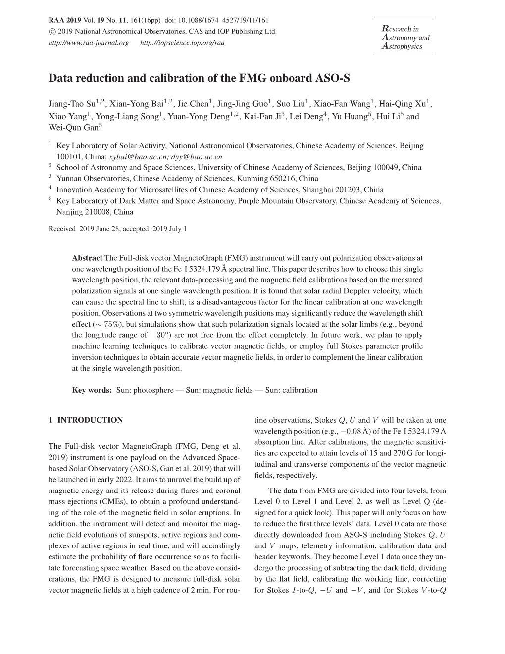 Data Reduction and Calibration of the FMG Onboard ASO-S