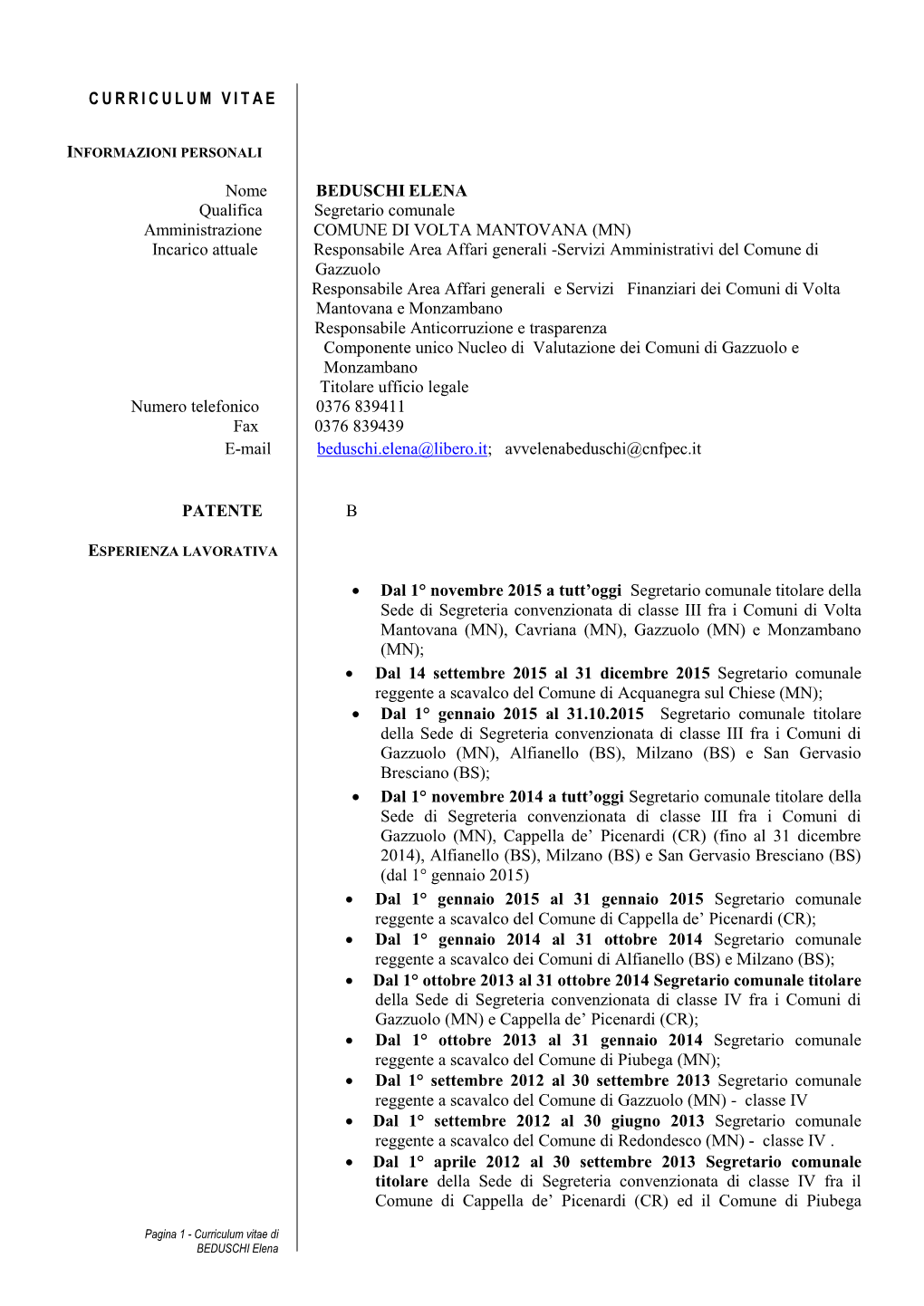 Formato Europeo Per Il Curriculum Vitae