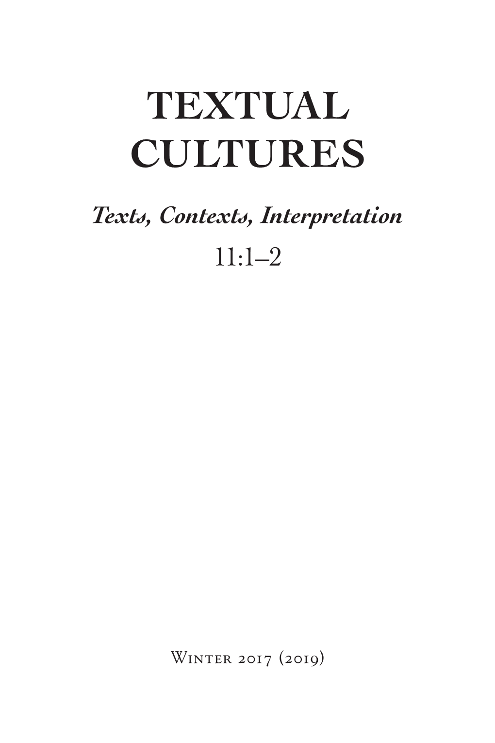 Textual Cultures