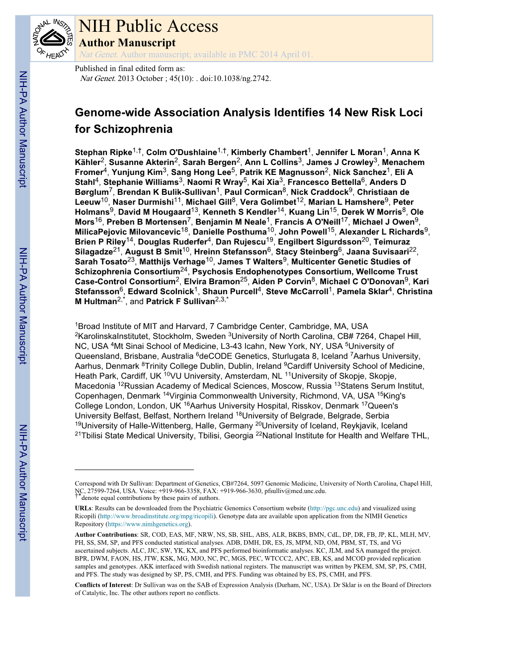 NIH Public Access Author Manuscript Nat Genet