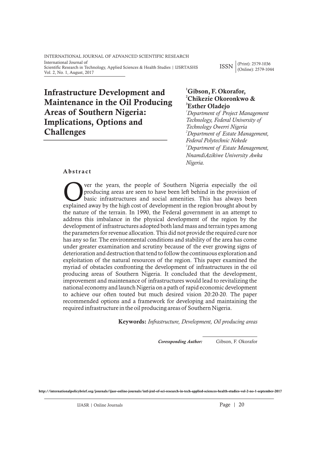 Infrastructure Development and Maintenance in the Oil Producing