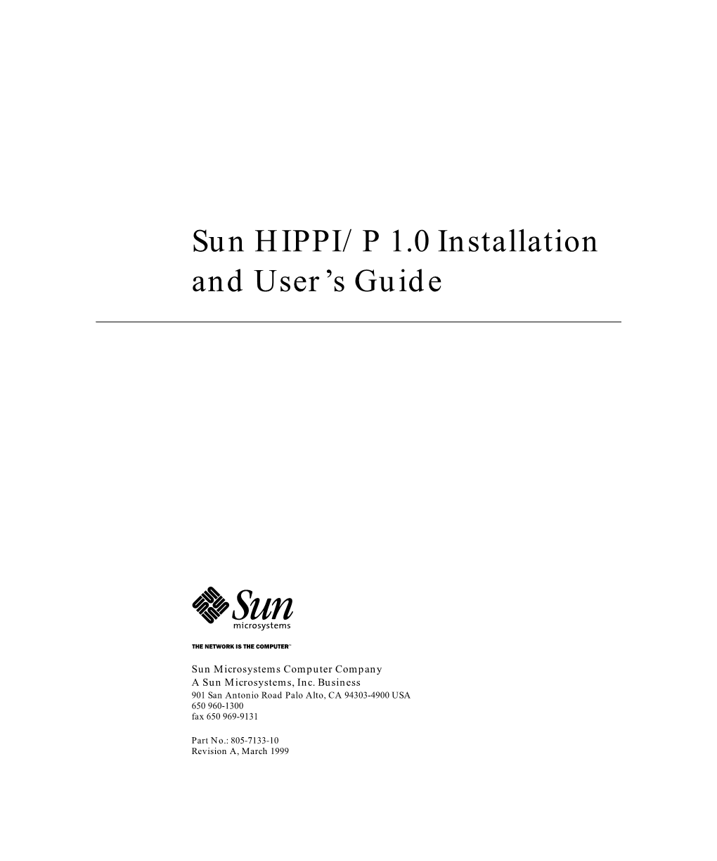 HIPPI/P 1.0 Installation and User Guide