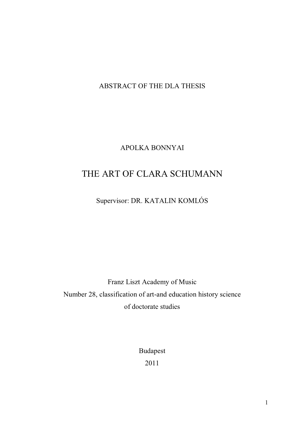 The Art of Clara Schumann