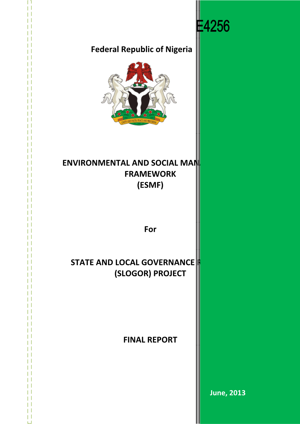 Environmental and Social Management Framework for SLOGOR Project-Final Report