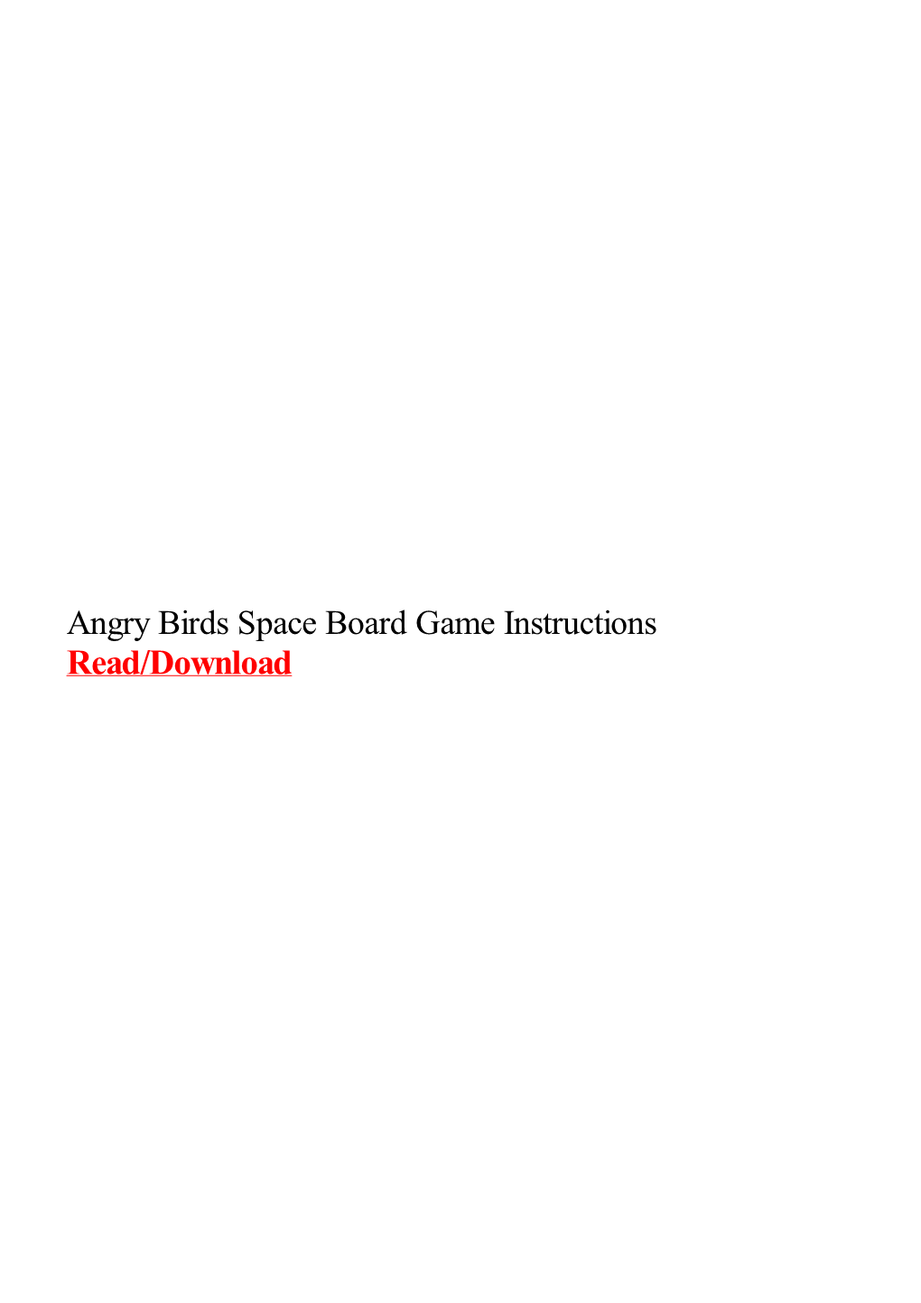 Angry Birds Space Board Game Instructions