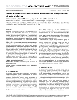 Openstructure: a Flexible Software Framework for Computational