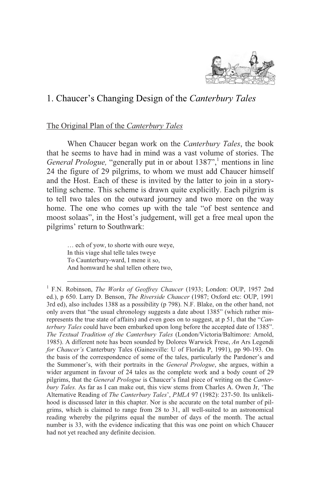 1. Chaucer's Changing Design of the Canterbury Tales