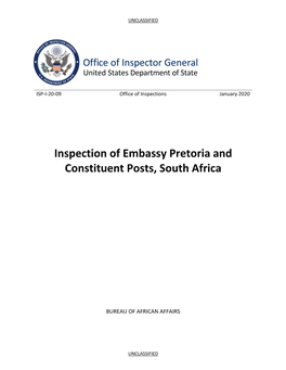 Inspection of Embassy Pretoria and Constituent Posts, South Africa