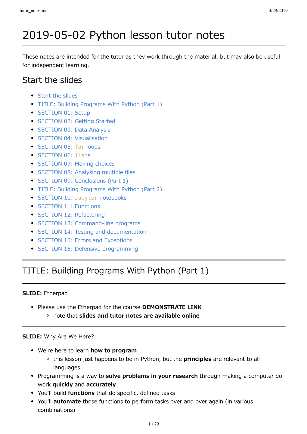 2019‒05‒02 Python Lesson Tutor Notes