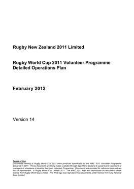 Rugby New Zealand 2011 Limited Rugby World Cup 2011 Volunteer