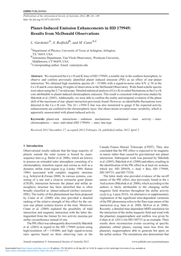 Planet-Induced Emission Enhancements in HD 179949: Results from Mcdonald Observations