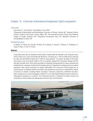 Chapter 10. a First Look at Nunatsiavut Kangidualuk ('Fjord') Ecosystems