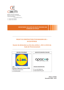 Projet De Construction D'un Magasin Lidl – 04 310 Peyruis