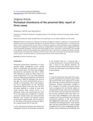 Original Article Periosteal Chondroma of the Proximal Tibia: Report of Three Cases