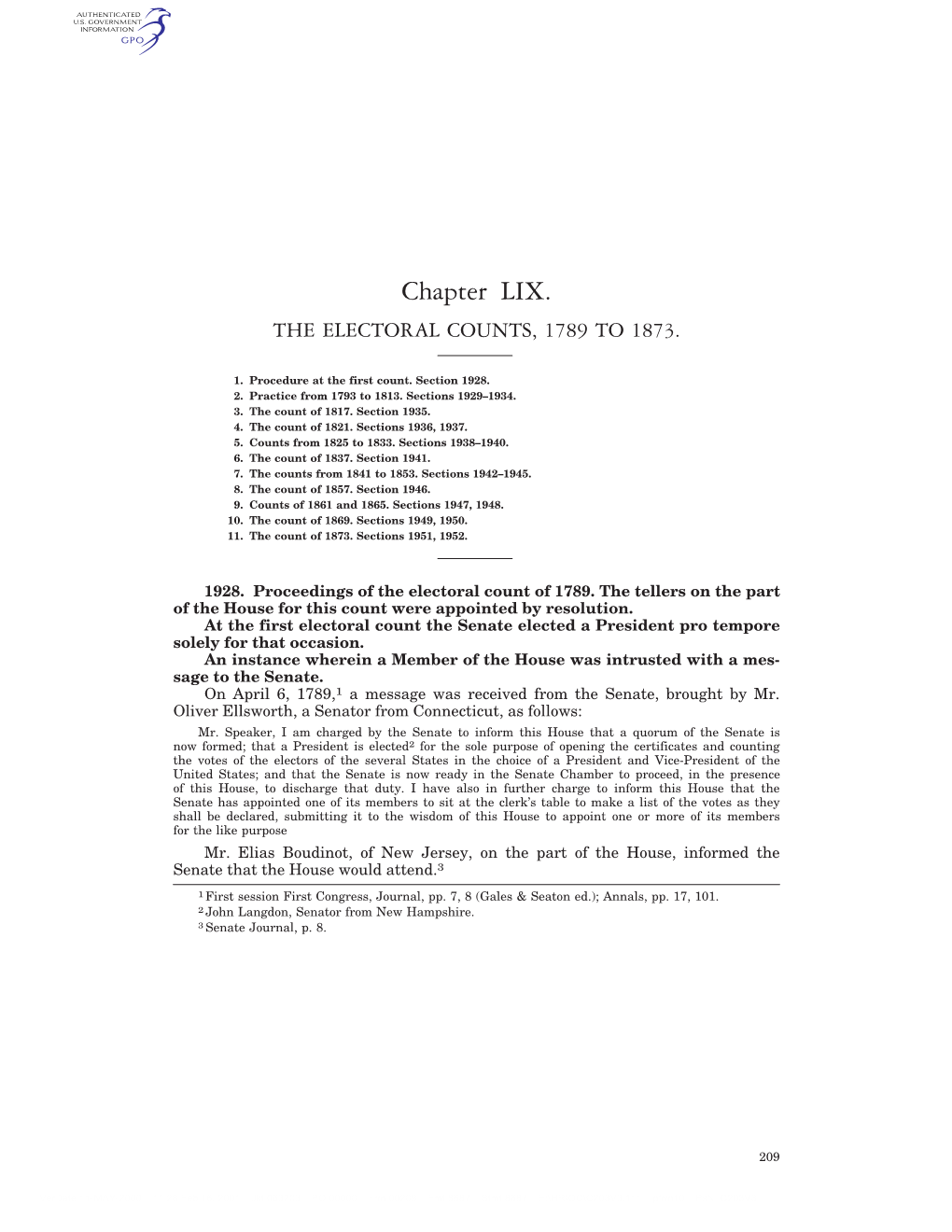Chapter LIX. the ELECTORAL COUNTS, 1789 to 1873