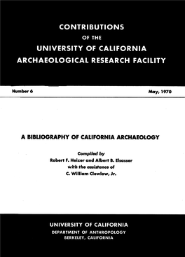 A BIBLIOGRAPHY of CALIFORNIA ARCHAEOLOGY Ai 0'Aao