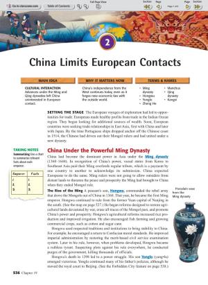 China Limits European Contacts