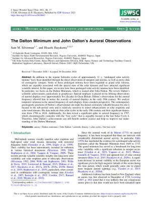 The Dalton Minimum and John Dalton's Auroral Observations