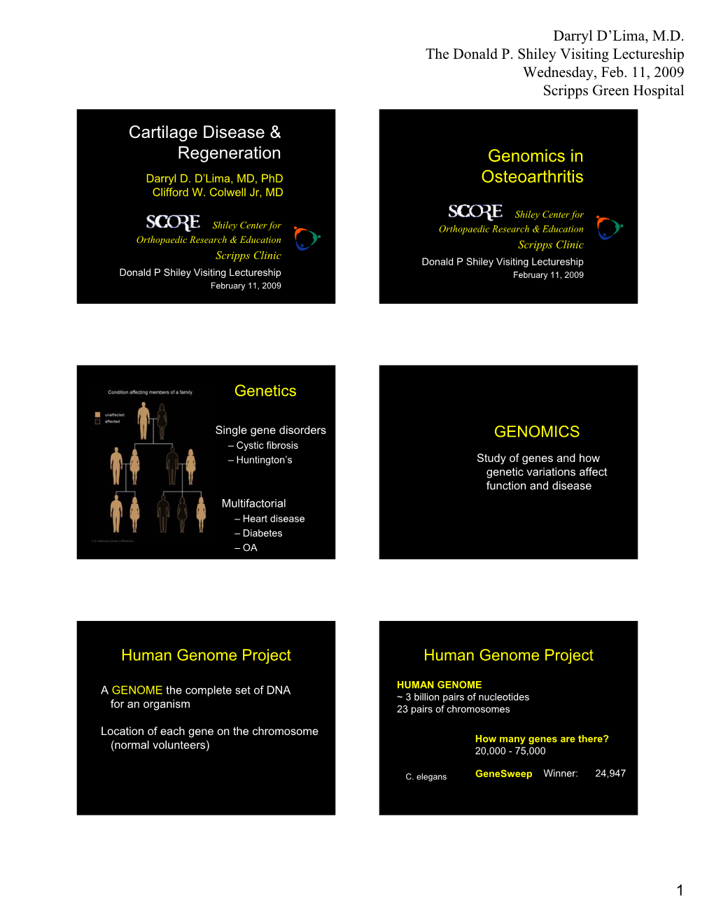 Cartilage Disease & Regeneration Genomics in Osteoarthritis