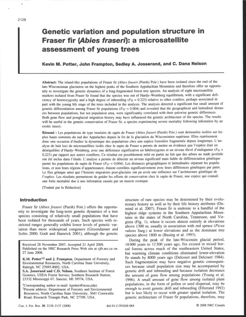 Genetic Variation and Population Structure in Assessment of Young Trees