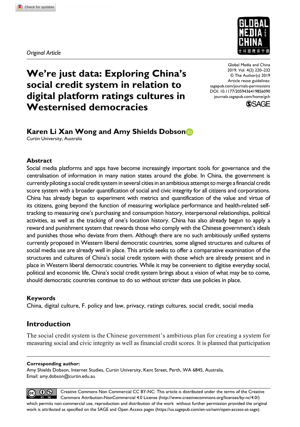 Exploring China's Social Credit System in Relation to Digital Platform Ratings