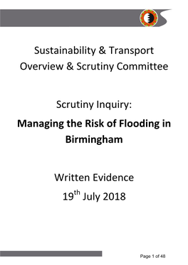 Managing the Risk of Flooding in Birmingham