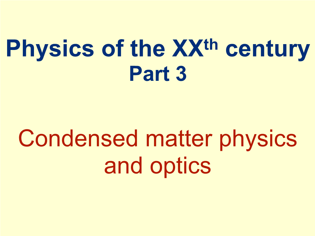 Xxth Century Physics