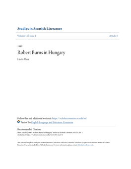 Robert Burns in Hungary László Marx
