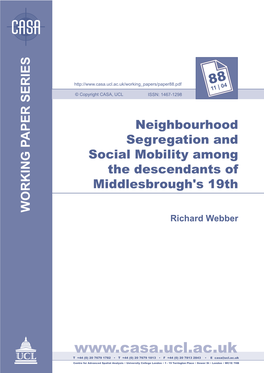 Neighbourhood Segregation and Social Mobility Among the Descendants of Middlesbrough’S 19Th Century Celtic Immigrants