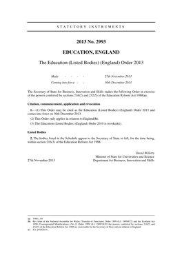 2013 No. 2993 EDUCATION, ENGLAND the Education (Listed Bodies)