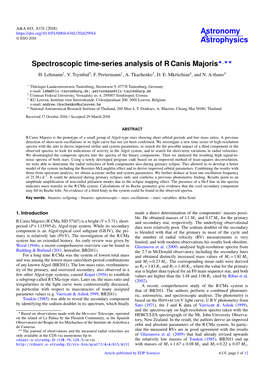 Spectroscopic Time-Series Analysis of R Canis Majoris?,?? H